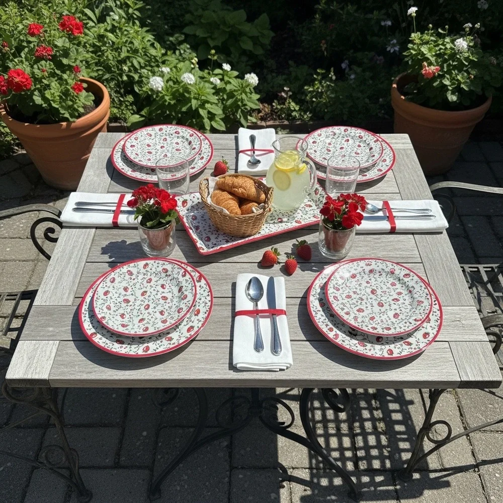 Sur La Table Strawberry Salad Plates Set of 4 Cottagecore Coquette Dessert Red